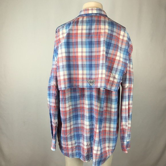 Columbia - Men's XL - Multicolor Plaid Long Sleeve Super Bahama Button Shirt - Picture 3 of 5
